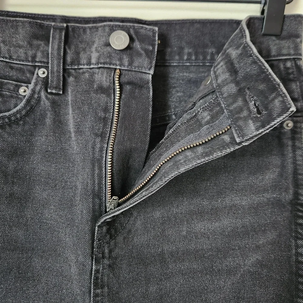 GRLFRND | The Amara Black Denim Pencil Skirt with Back Slit - Size 24/XS